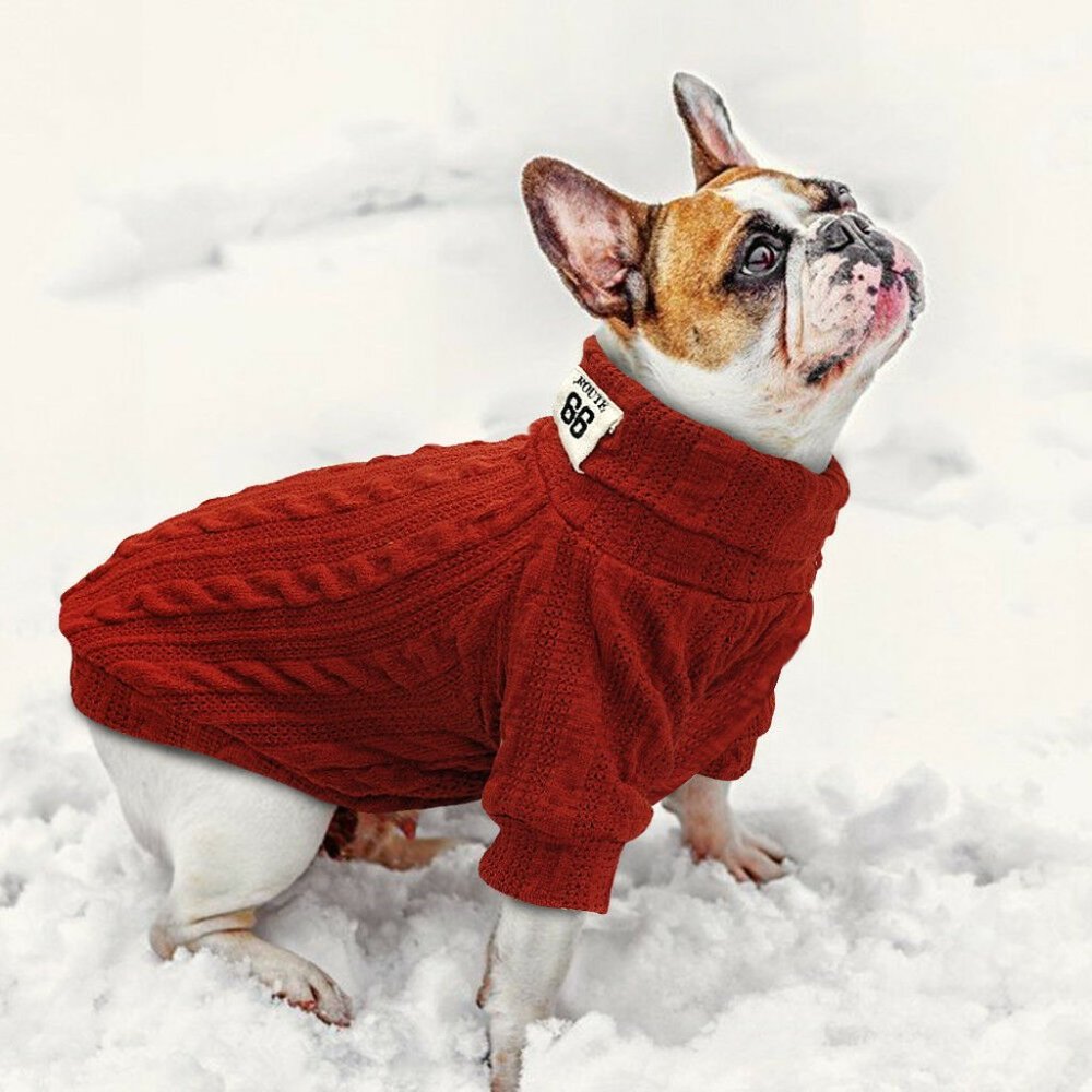 Warm Knitted Turtleneck Sweater for Small Dogs or Cats